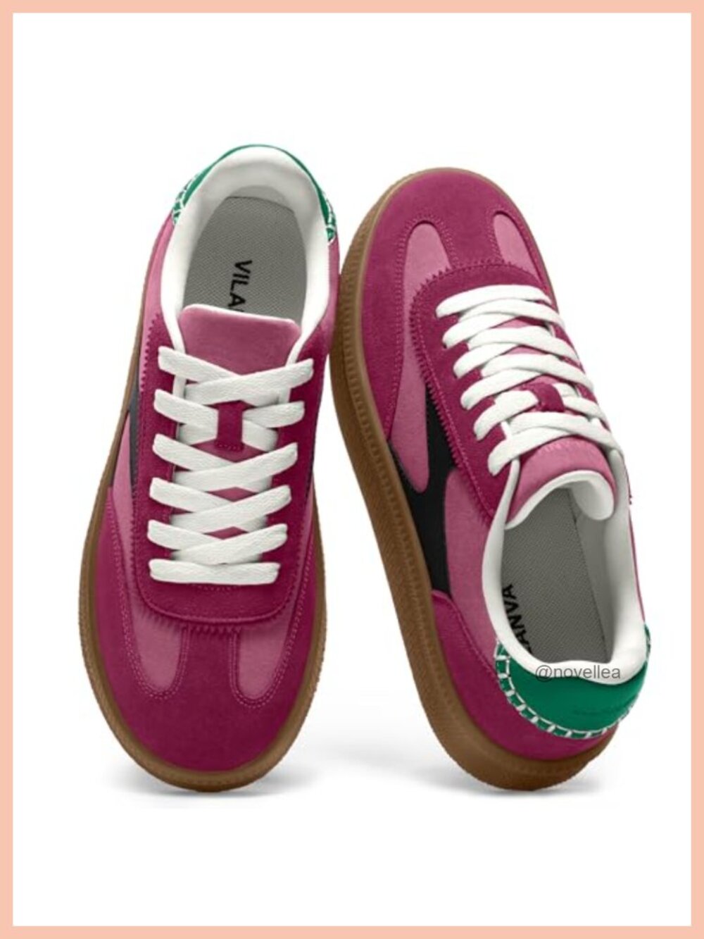 Women's Suede & Faux Leather Lace-Up Sneakers Retro Gum Sole Walking
